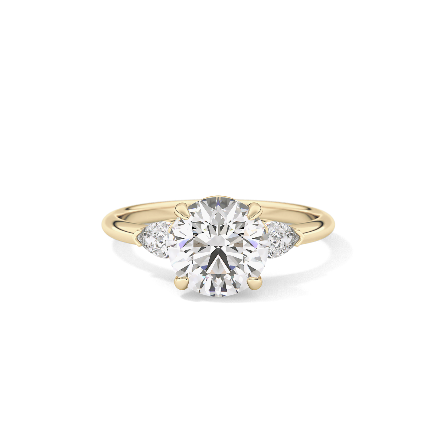 Round Three Stone Lab Grown Diamond Engagement Ring