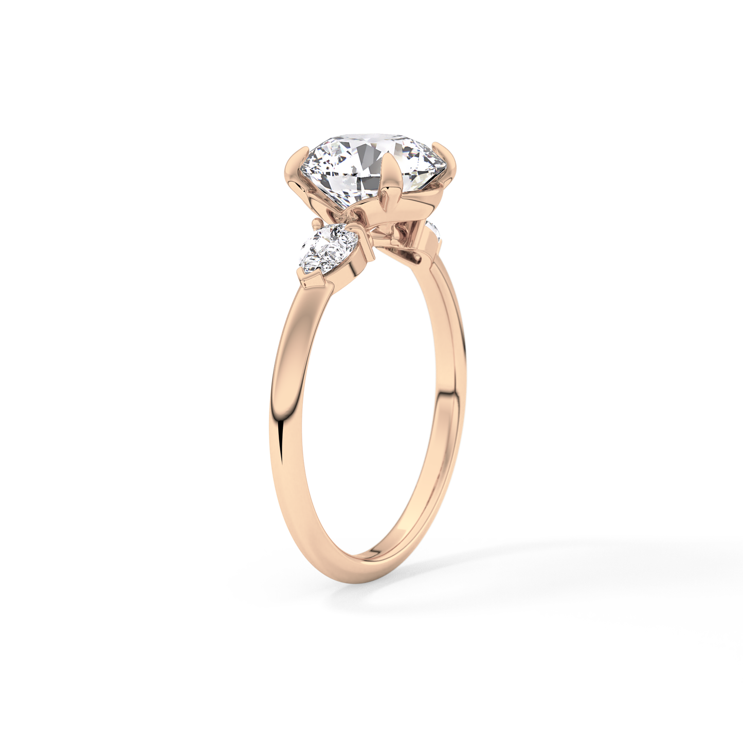 Round Three Stone Lab Grown Diamond Engagement Ring