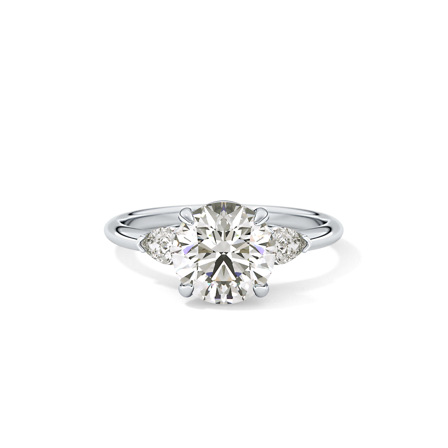 Round Three Stone Lab Grown Diamond Engagement Ring