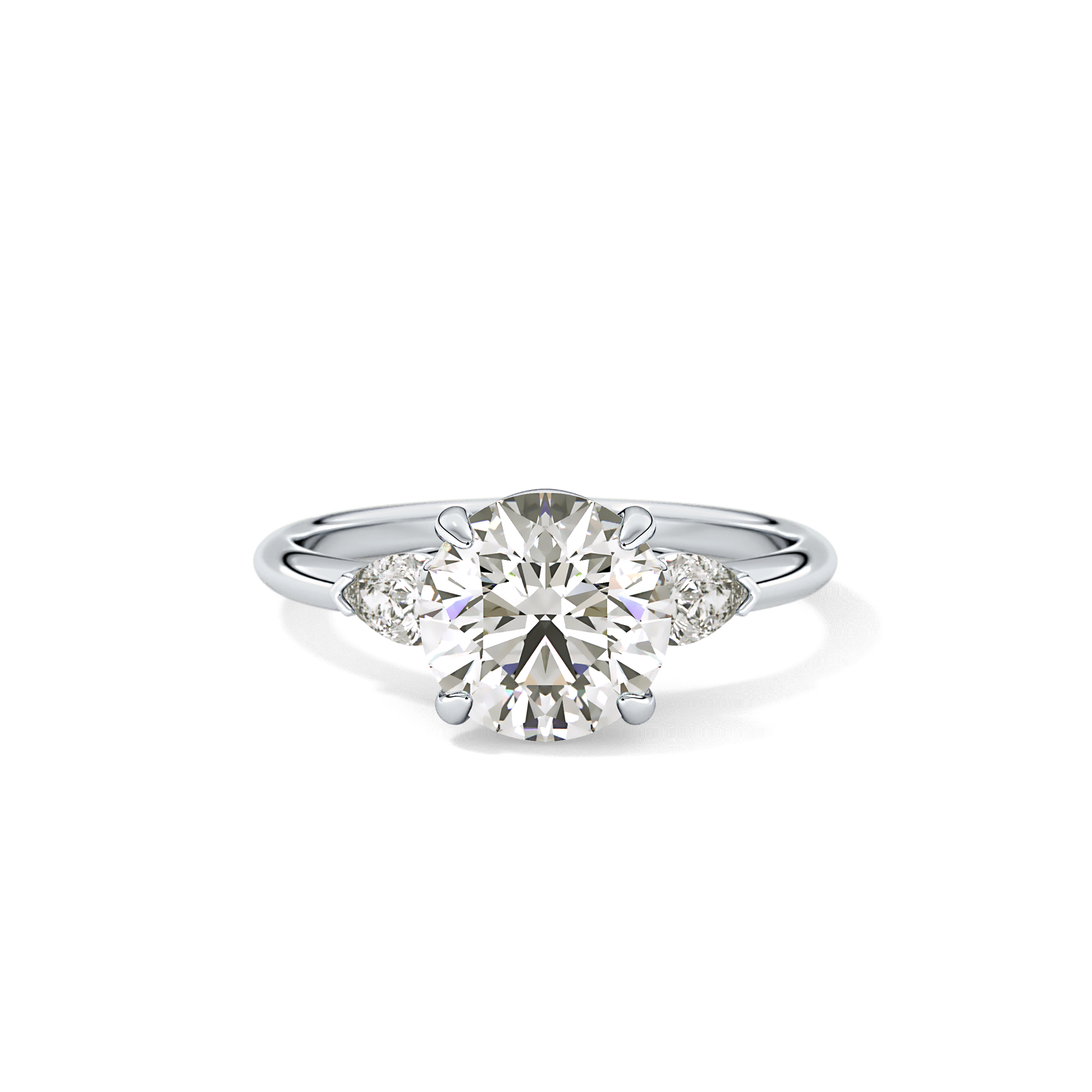 Round Three Stone Lab Grown Diamond Engagement Ring