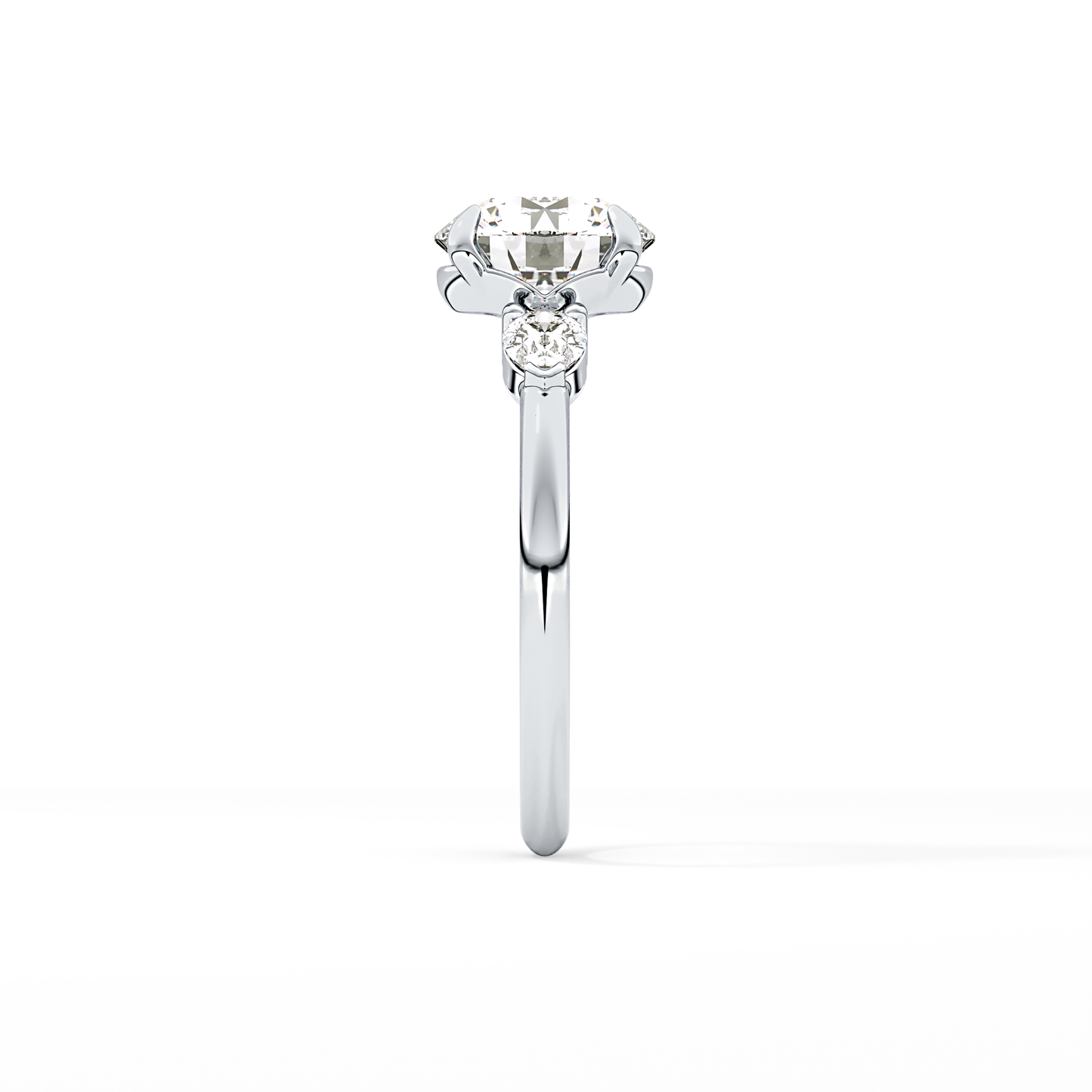 Round Three Stone Lab Grown Diamond Engagement Ring