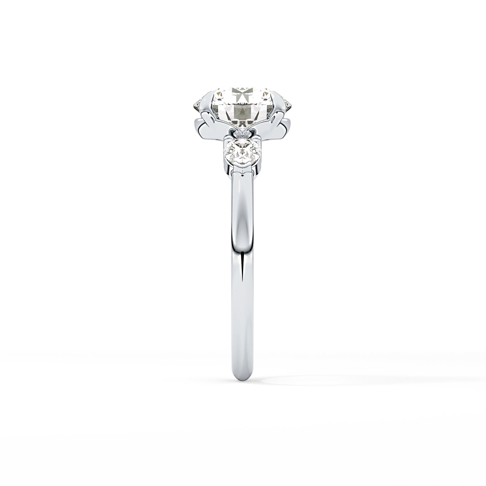 Round Three Stone Lab Grown Diamond Engagement Ring