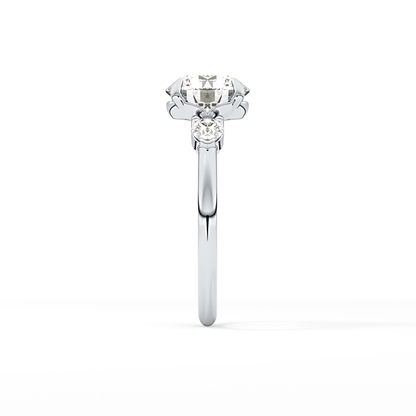 Round Three Stone Lab Grown Diamond Engagement Ring
