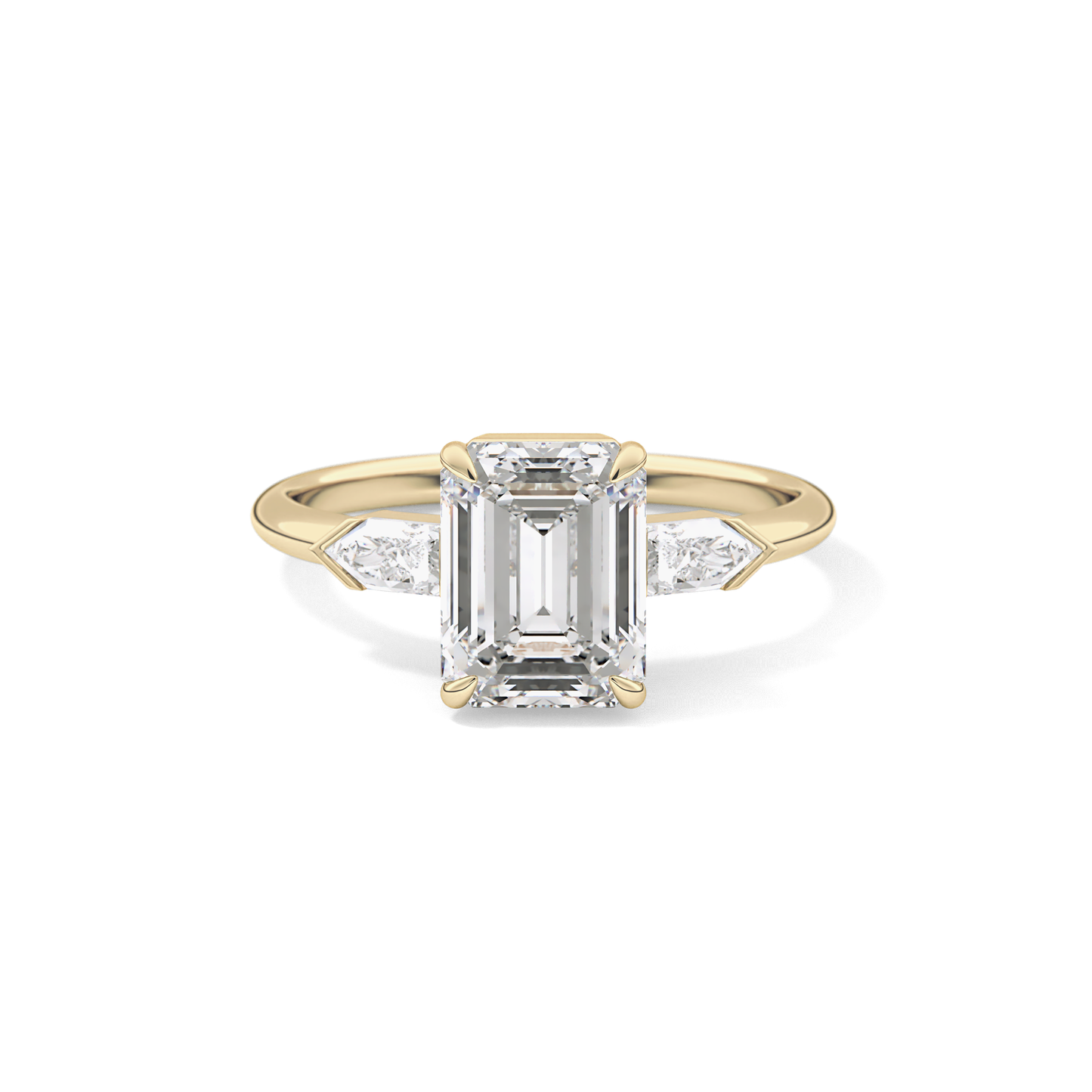 Emerald Three Stone Lab Grown Diamond Engagement Ring