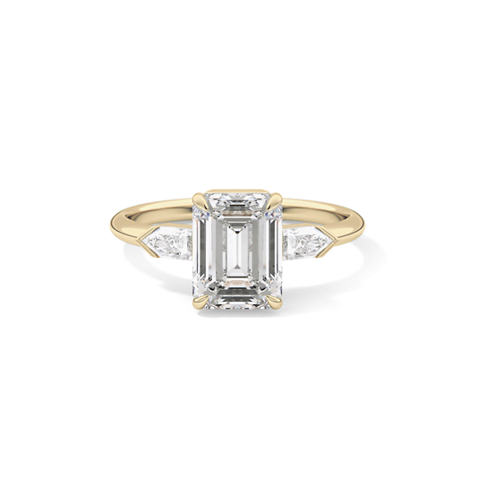 Emerald Three Stone Lab Grown Diamond Engagement Ring