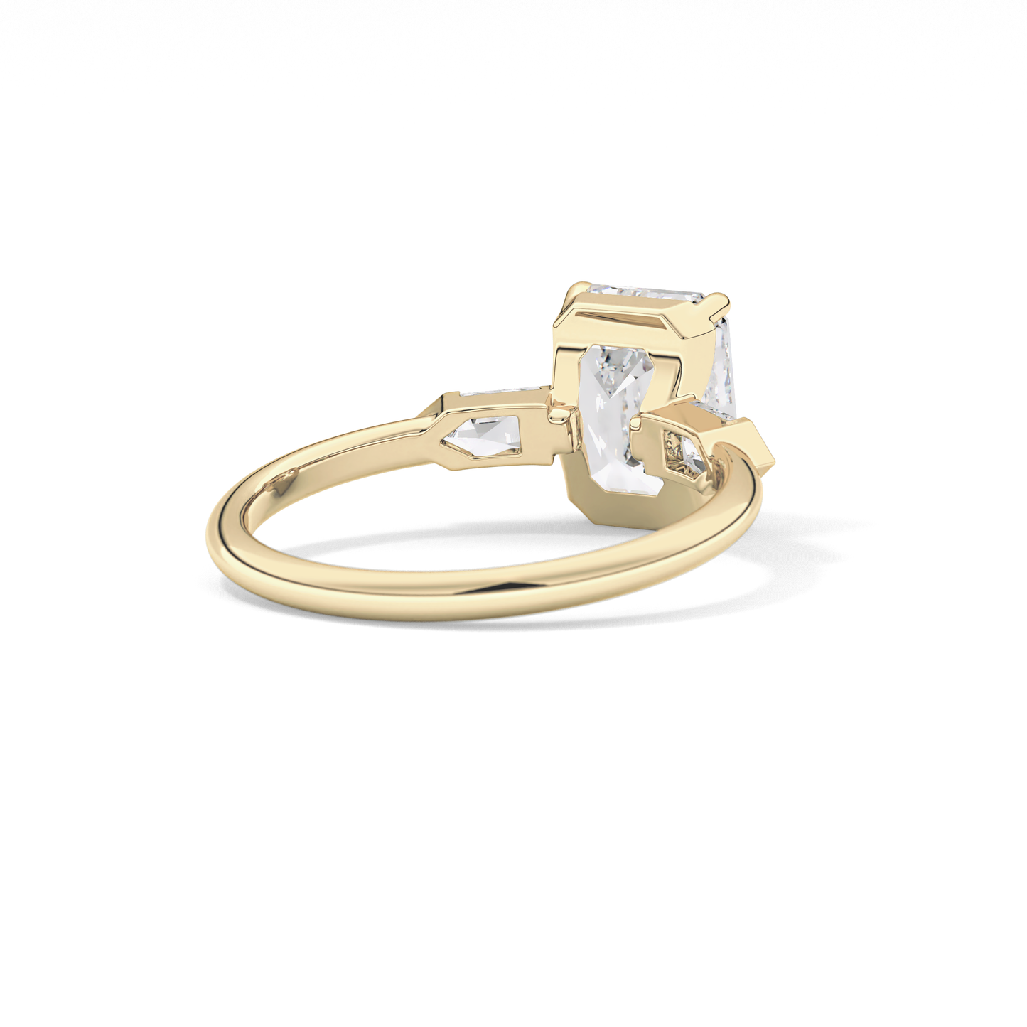 Emerald Three Stone Lab Grown Diamond Engagement Ring