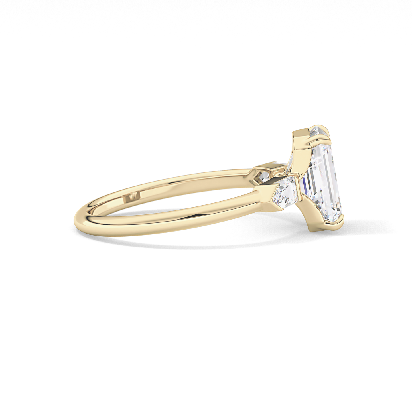Emerald Three Stone Lab Grown Diamond Engagement Ring