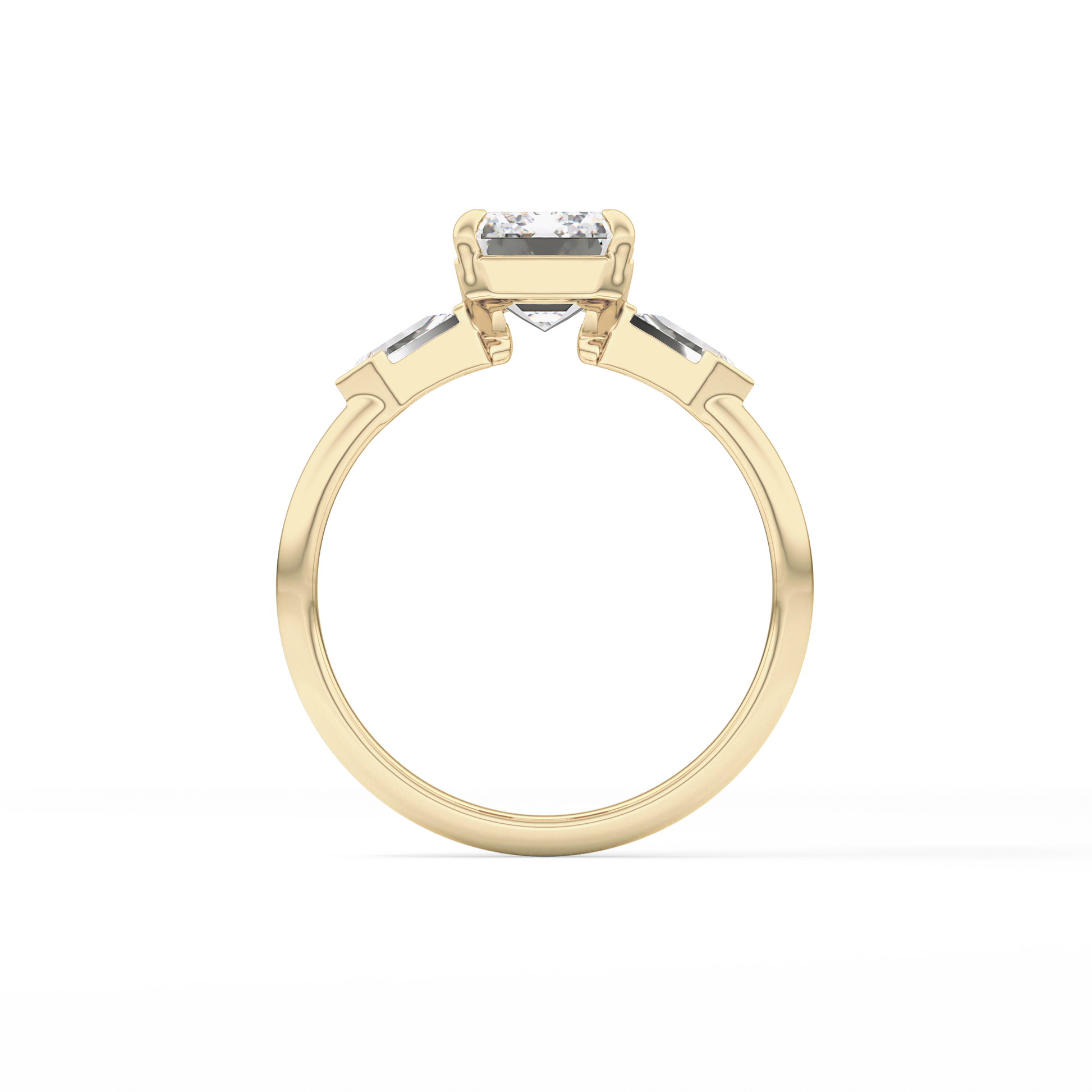 Emerald Three Stone Lab Grown Diamond Engagement Ring