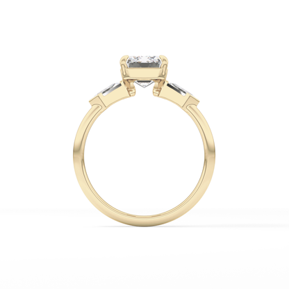 Emerald Three Stone Lab Grown Diamond Engagement Ring
