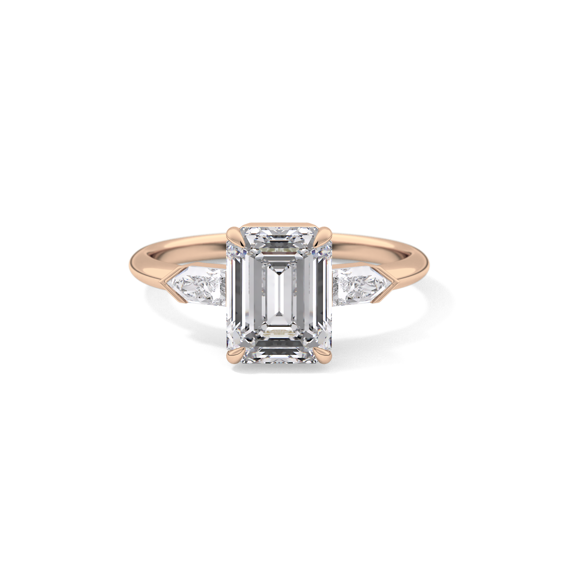 Emerald Three Stone Lab Grown Diamond Engagement Ring