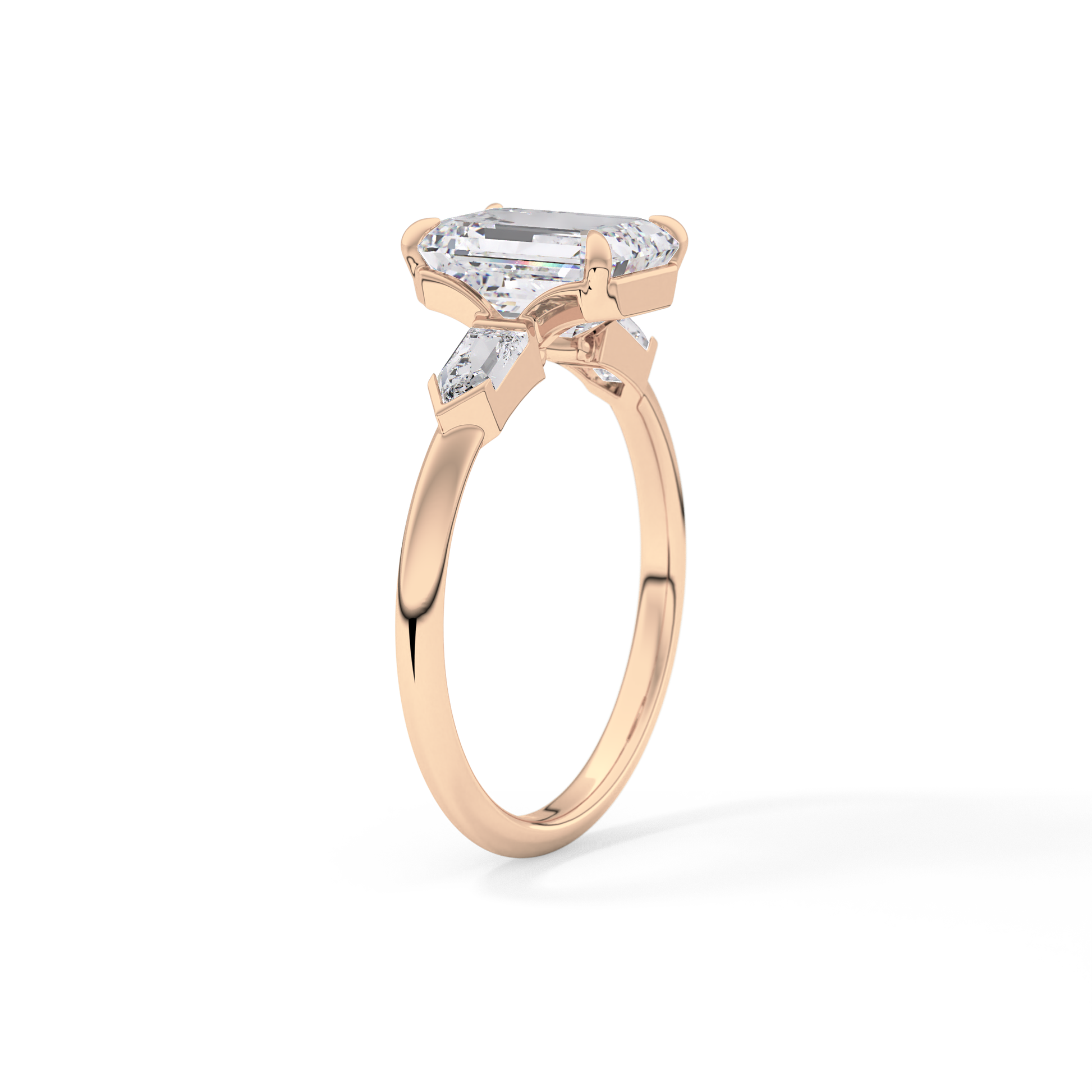 Emerald Three Stone Lab Grown Diamond Engagement Ring