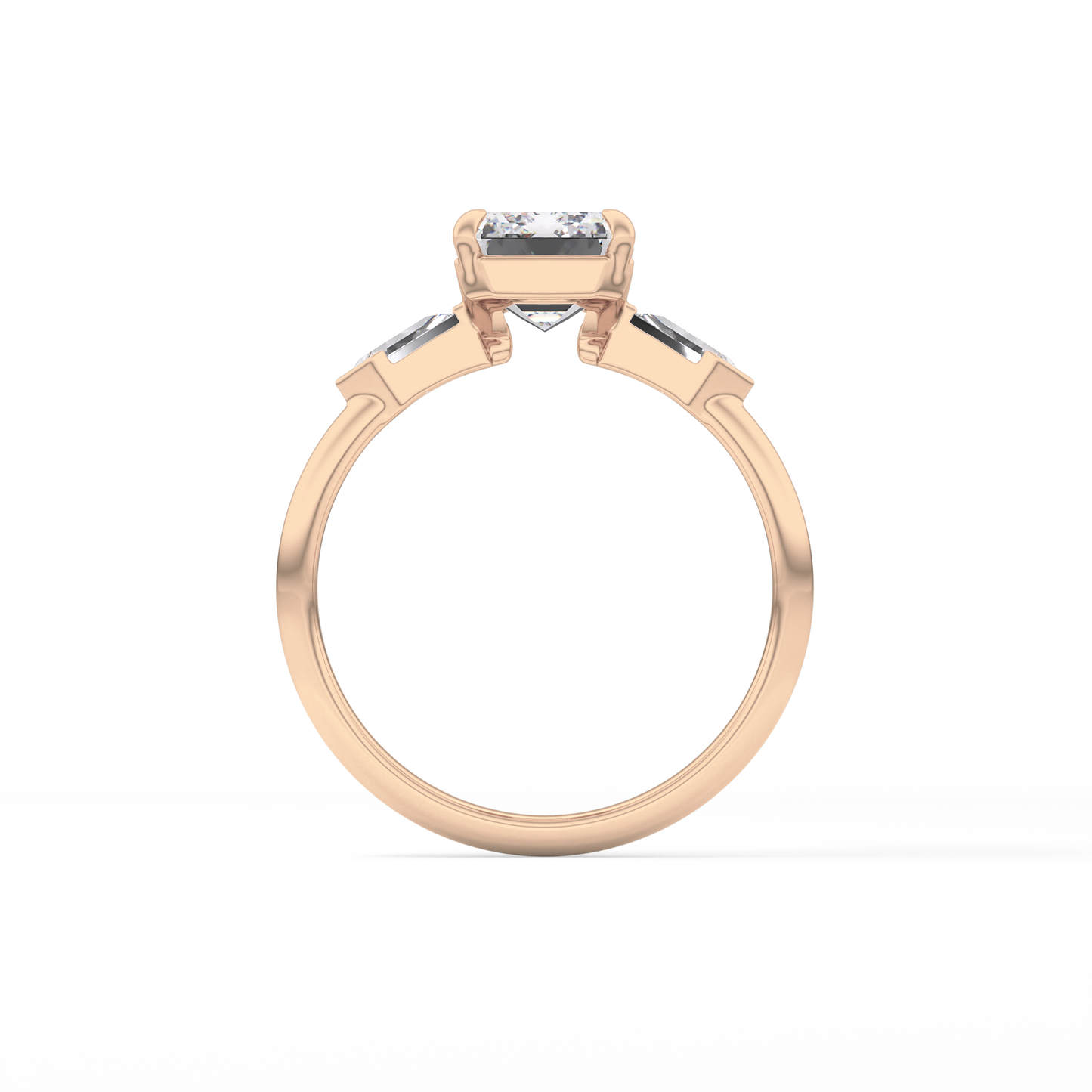 Emerald Three Stone Lab Grown Diamond Engagement Ring