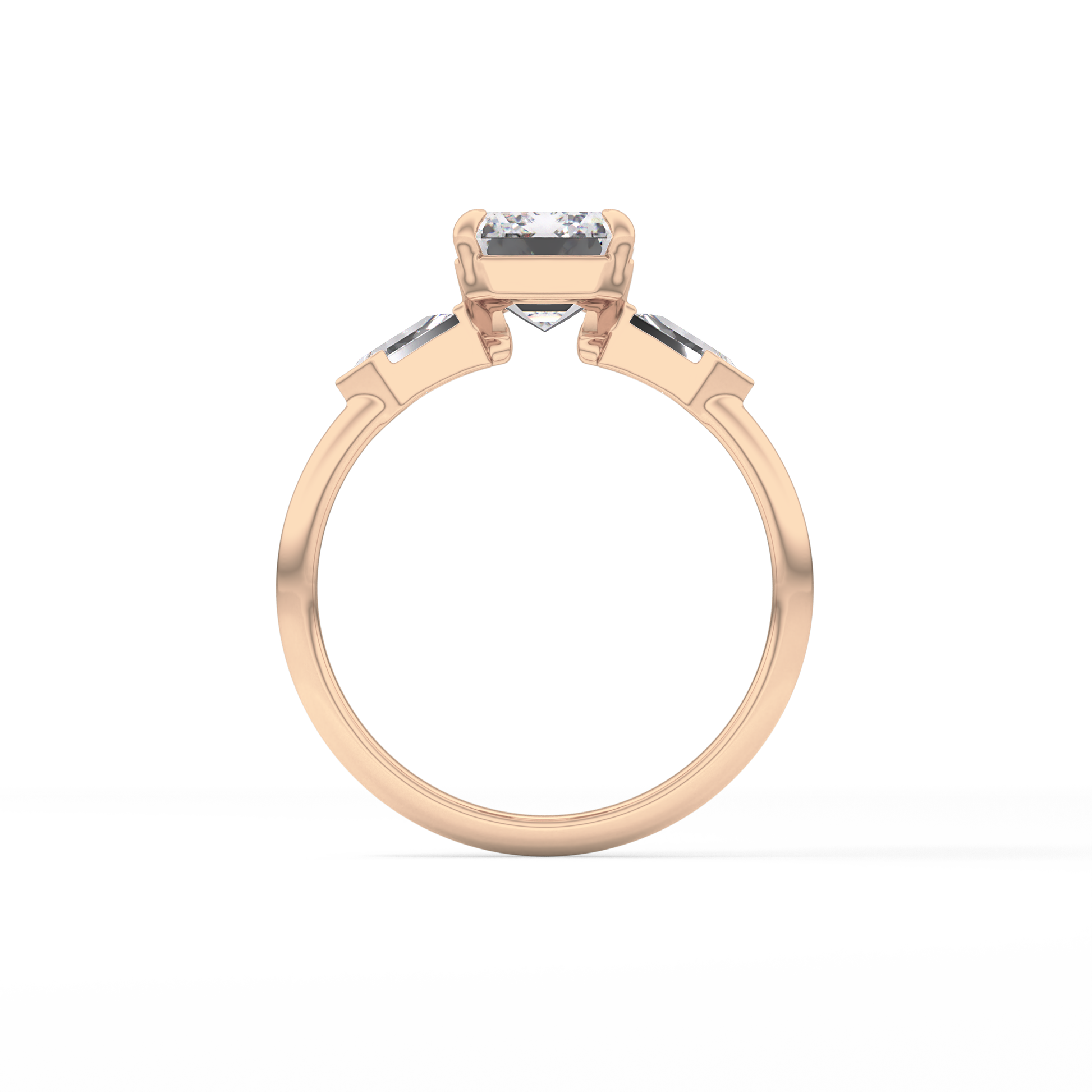 Emerald Three Stone Lab Grown Diamond Engagement Ring