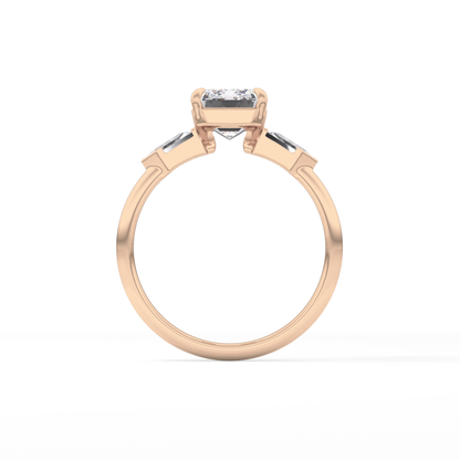 Emerald Three Stone Lab Grown Diamond Engagement Ring