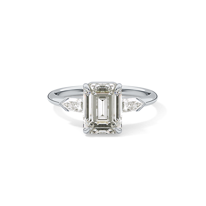 Emerald Three Stone Lab Grown Diamond Engagement Ring