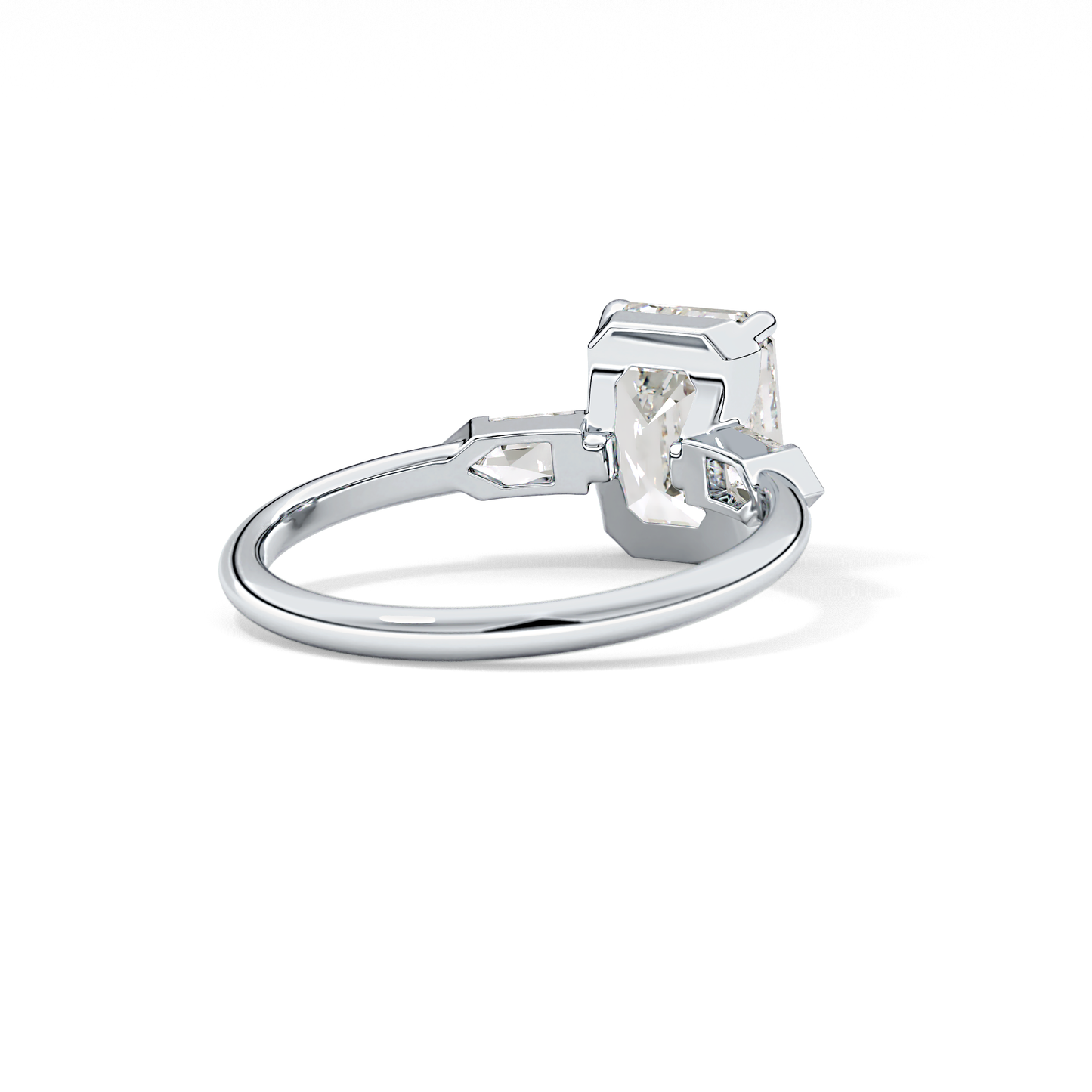 Emerald Three Stone Lab Grown Diamond Engagement Ring