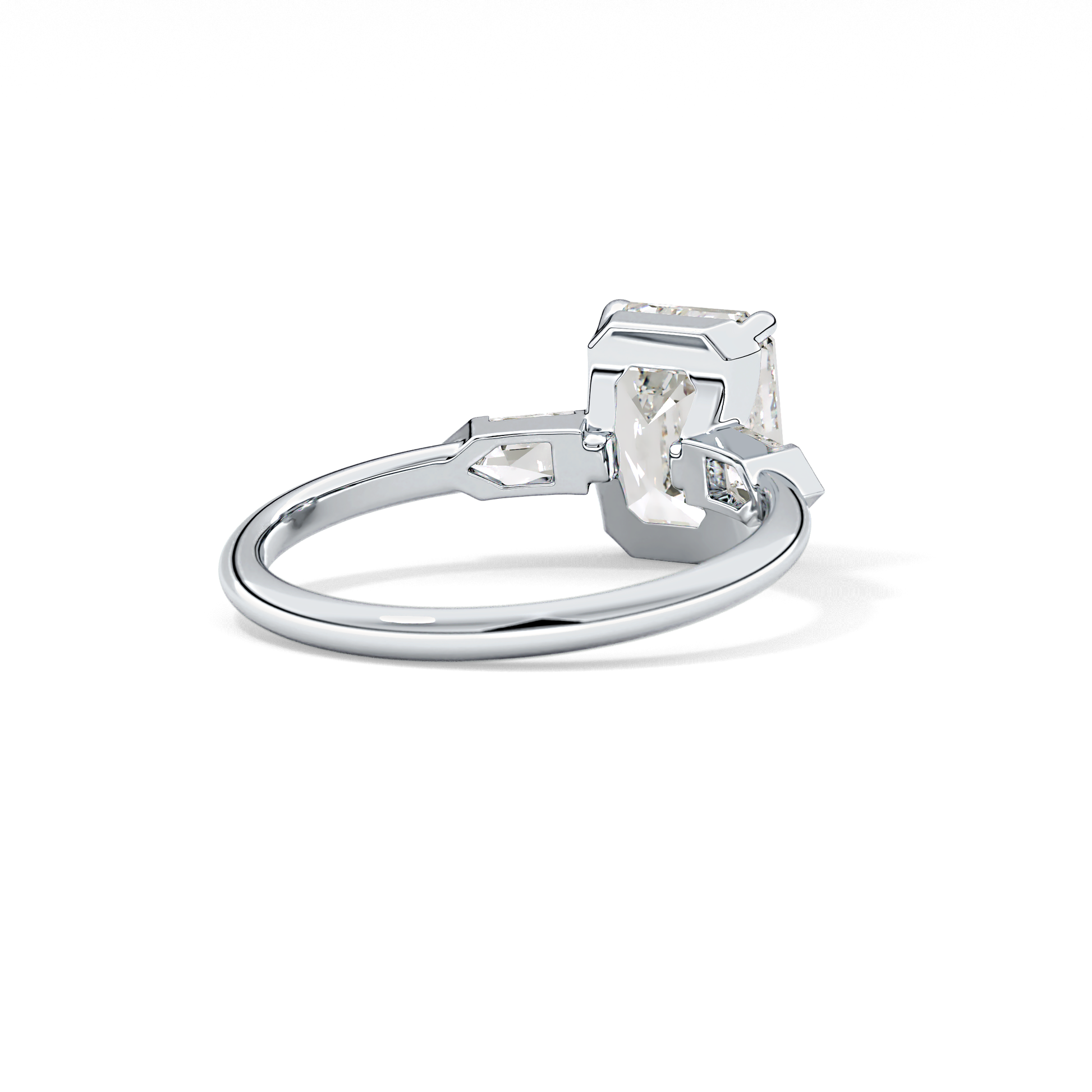 Emerald Three Stone Lab Grown Diamond Engagement Ring