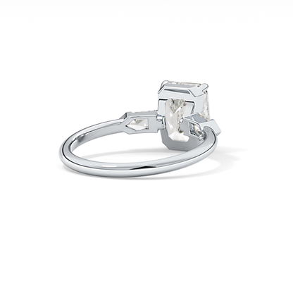 Emerald Three Stone Lab Grown Diamond Engagement Ring