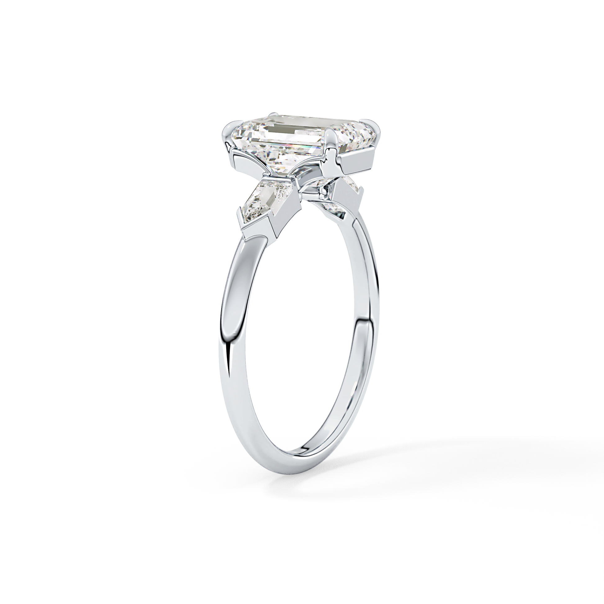 Emerald Three Stone Lab Grown Diamond Engagement Ring