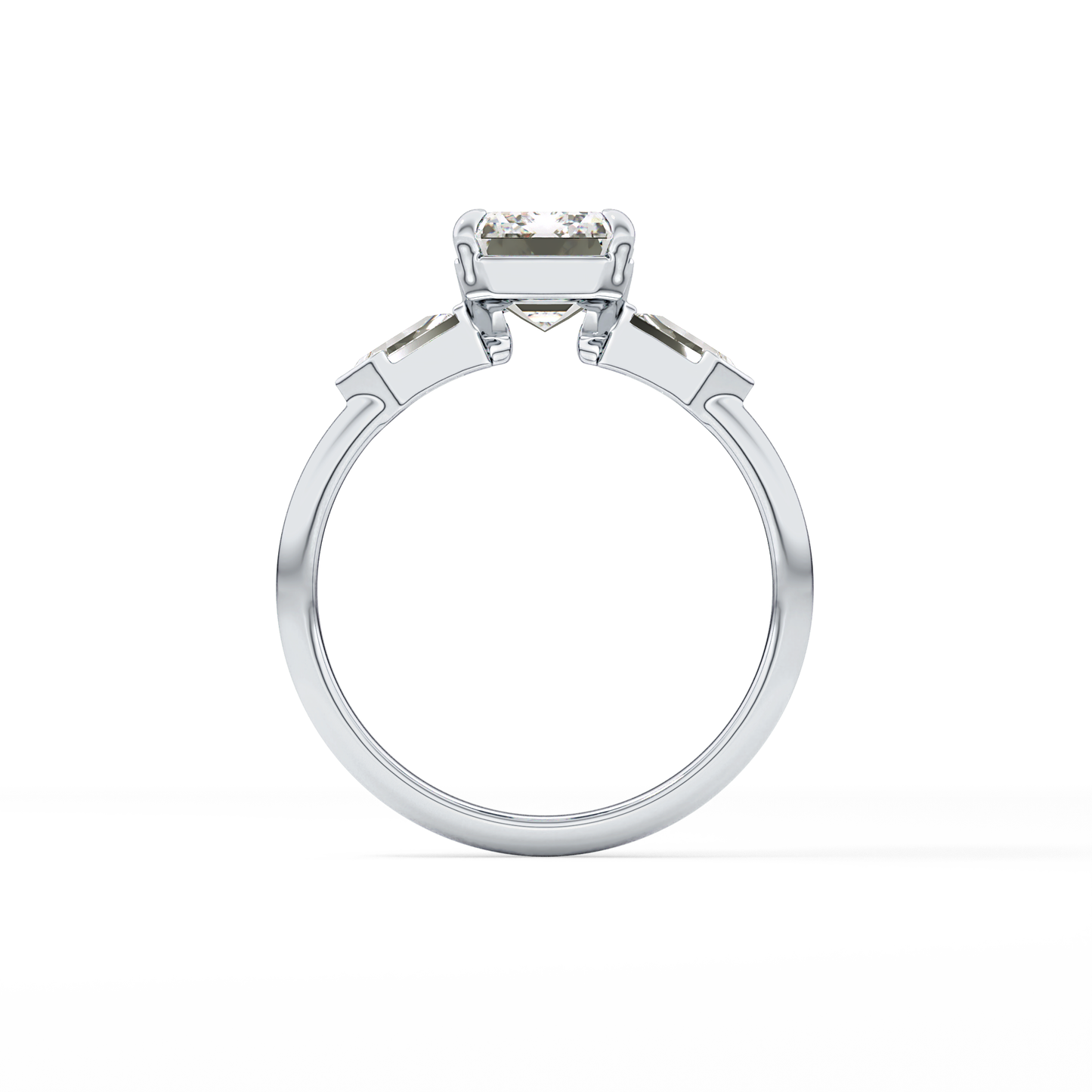 Emerald Three Stone Lab Grown Diamond Engagement Ring