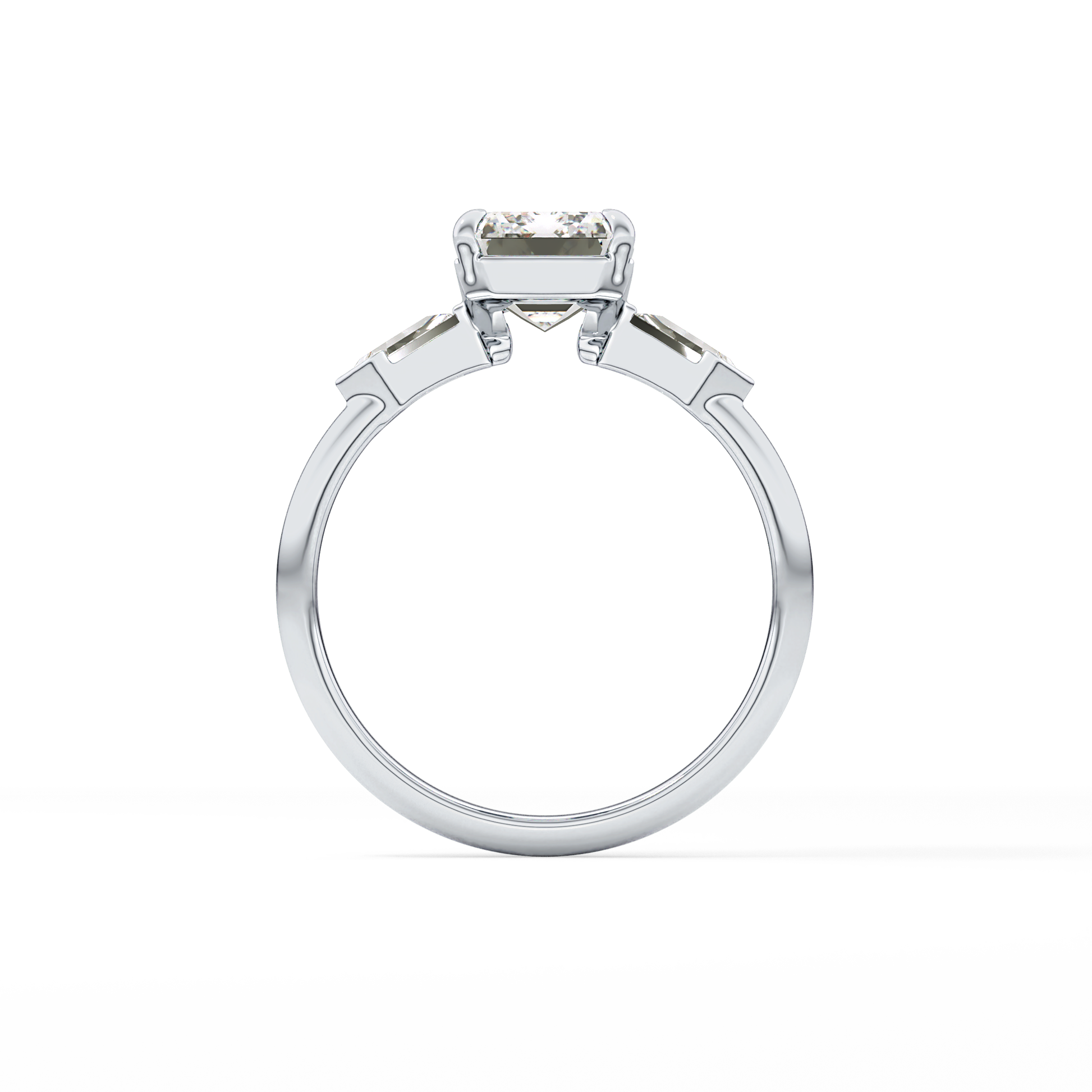 Emerald Three Stone Lab Grown Diamond Engagement Ring
