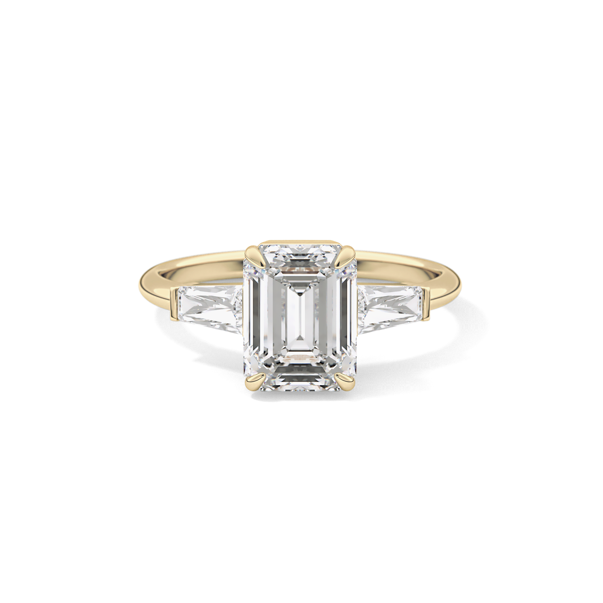 Emerald Three Stone Lab Grown Diamond Engagement Ring