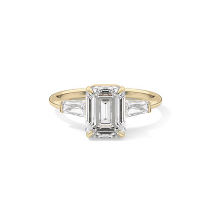 Emerald Three Stone Lab Grown Diamond Engagement Ring