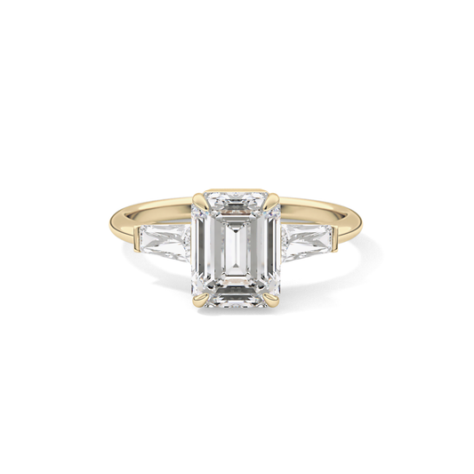Emerald Three Stone Lab Grown Diamond Engagement Ring