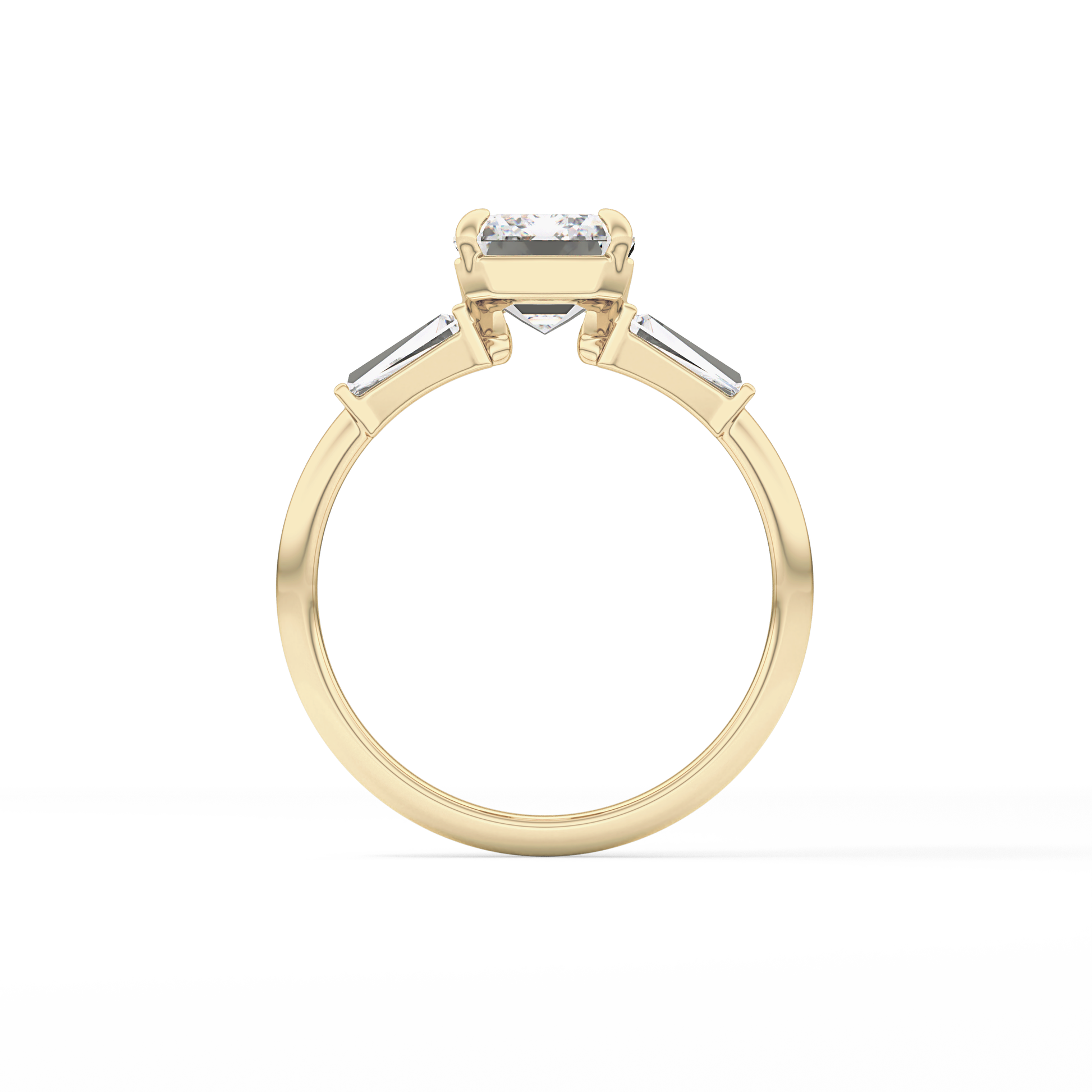 Emerald Three Stone Lab Grown Diamond Engagement Ring