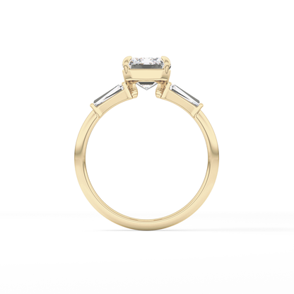 Emerald Three Stone Lab Grown Diamond Engagement Ring