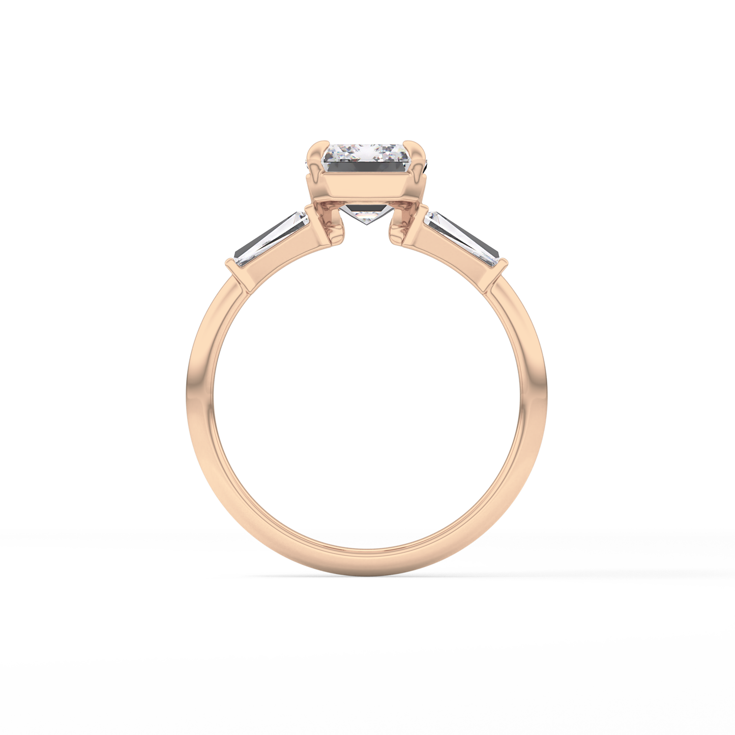 Emerald Three Stone Lab Grown Diamond Engagement Ring