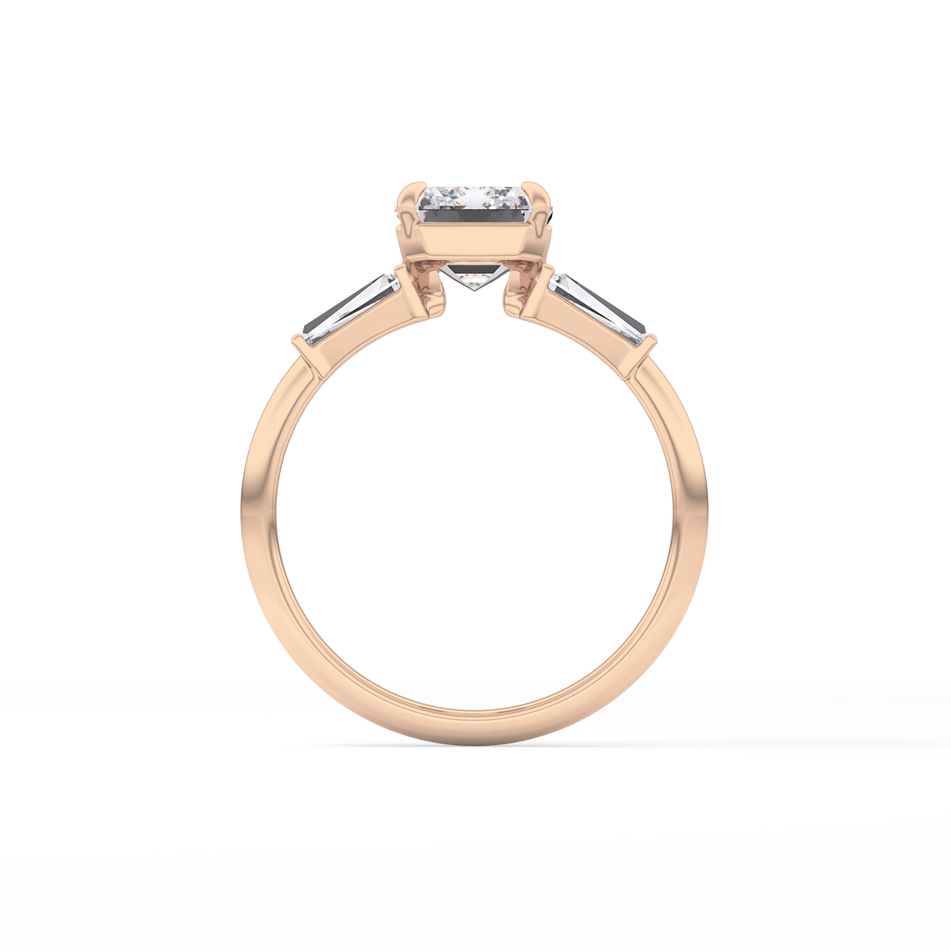 Emerald Three Stone Lab Grown Diamond Engagement Ring