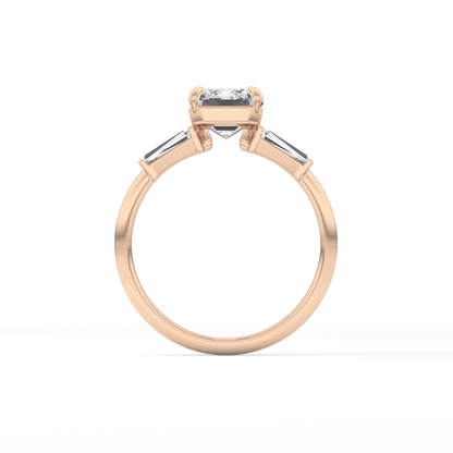 Emerald Three Stone Lab Grown Diamond Engagement Ring
