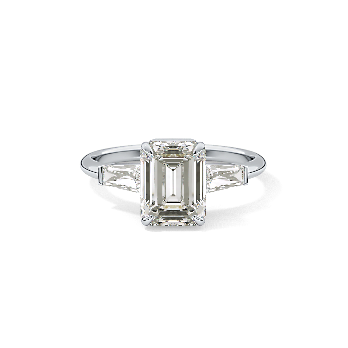 Emerald Three Stone Lab Grown Diamond Engagement Ring