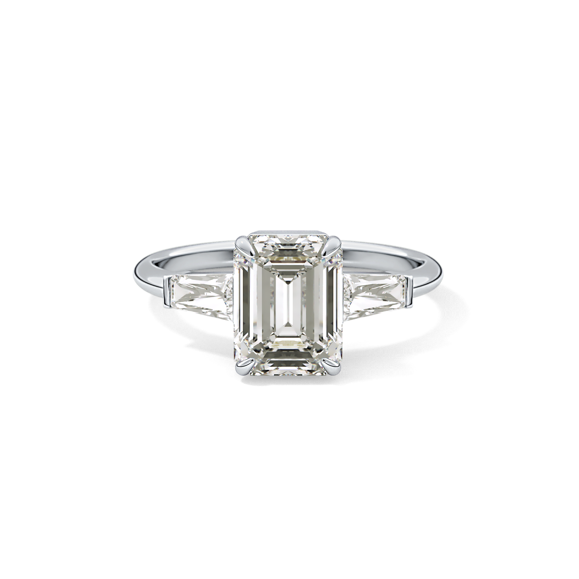 Emerald Three Stone Lab Grown Diamond Engagement Ring