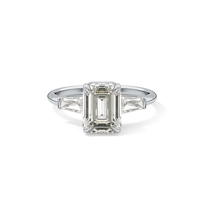 Emerald Three Stone Lab Grown Diamond Engagement Ring