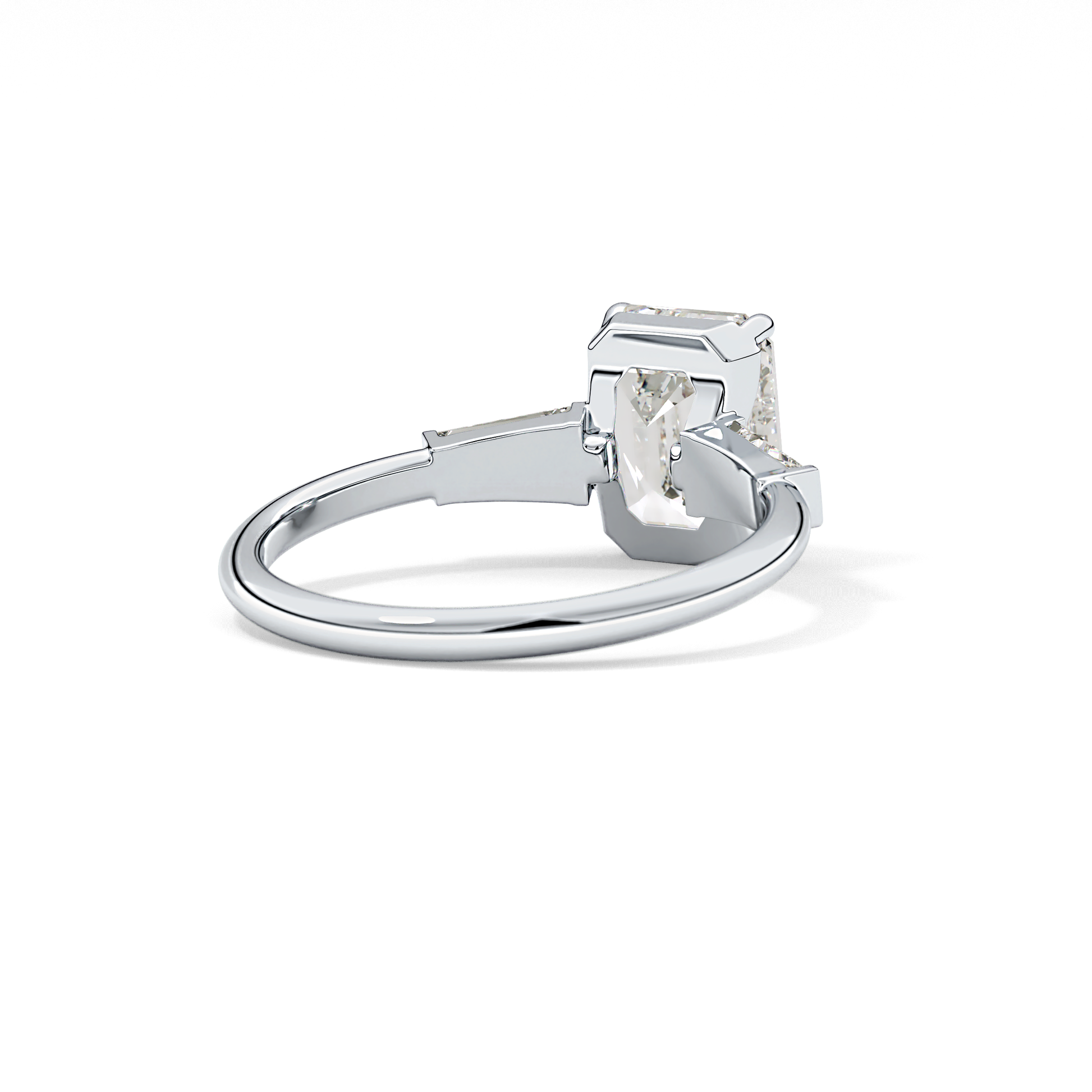 Emerald Three Stone Lab Grown Diamond Engagement Ring