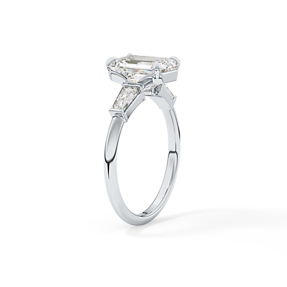 Emerald Three Stone Lab Grown Diamond Engagement Ring