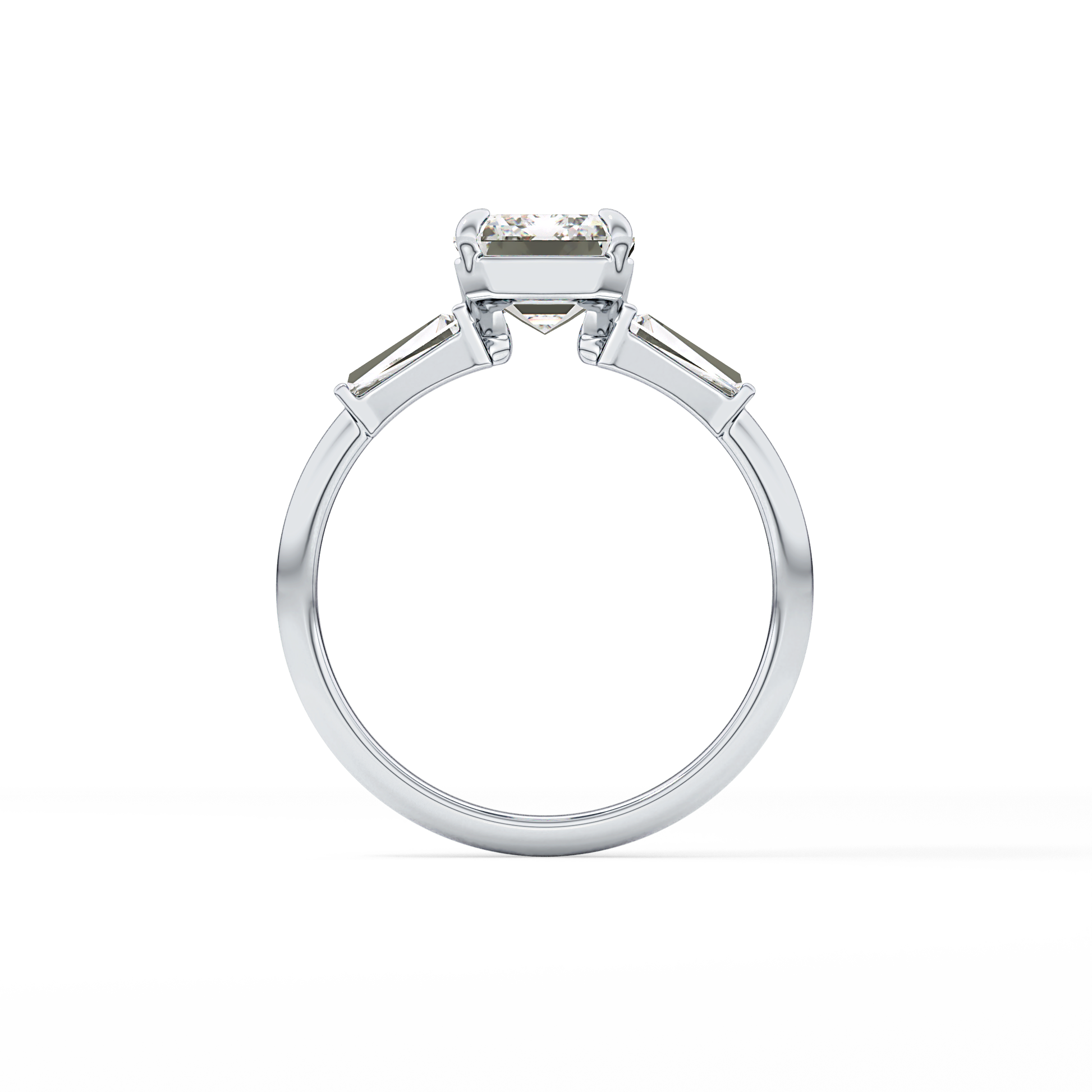 Emerald Three Stone Lab Grown Diamond Engagement Ring