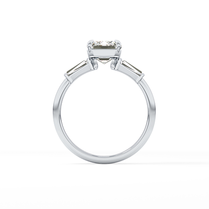 Emerald Three Stone Lab Grown Diamond Engagement Ring