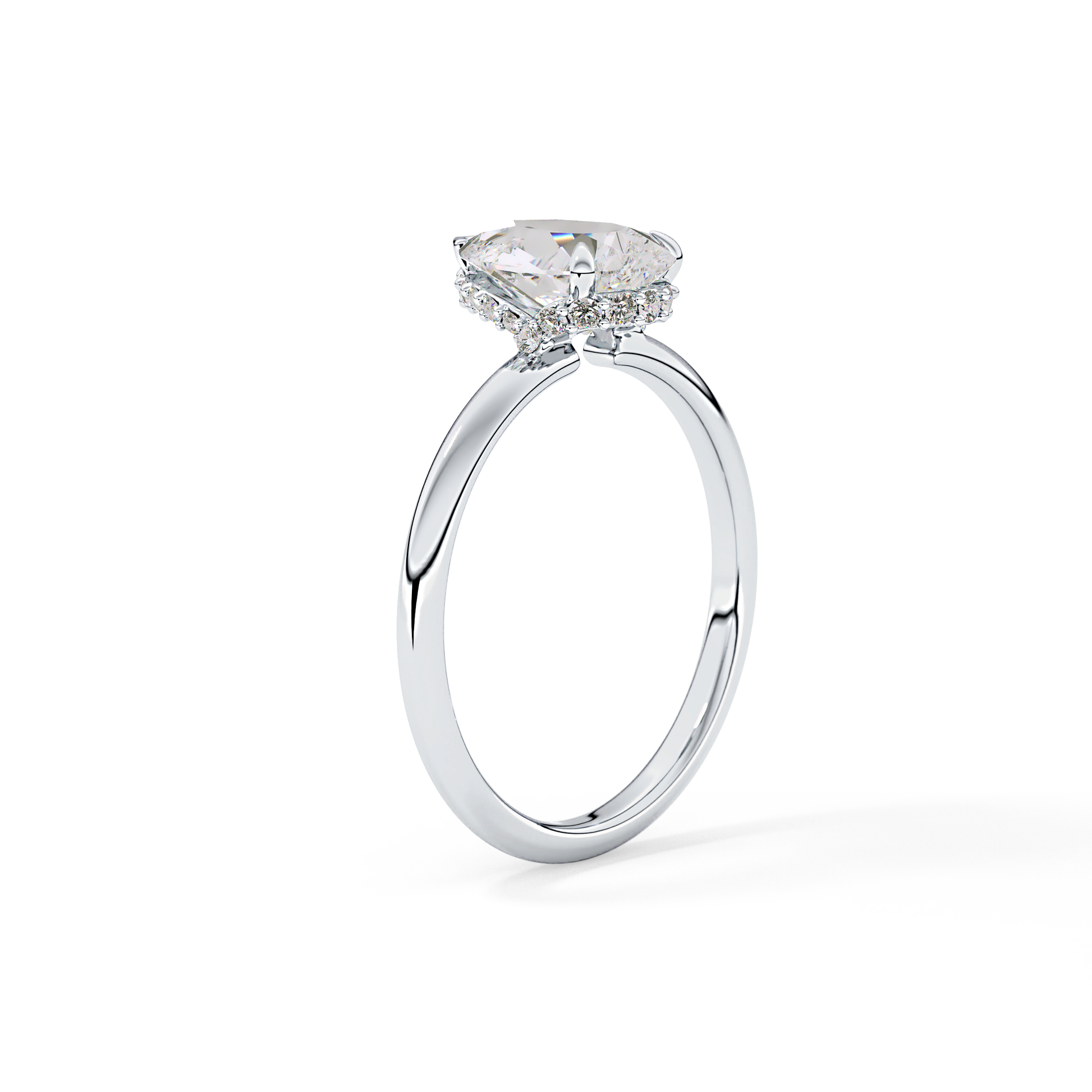 Pear Hidden Halo Lab Grown Diamond Engagement Ring