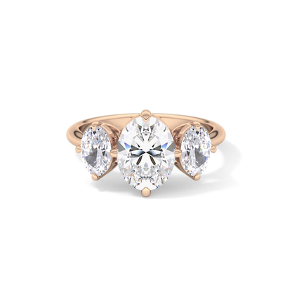 Oval Three Stone Lab Grown Diamond Engagement Ring