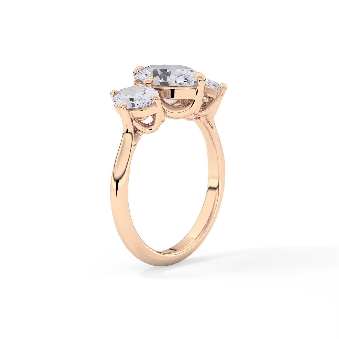 Oval Three Stone Lab Grown Diamond Engagement Ring