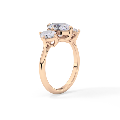 Oval Three Stone Lab Grown Diamond Engagement Ring