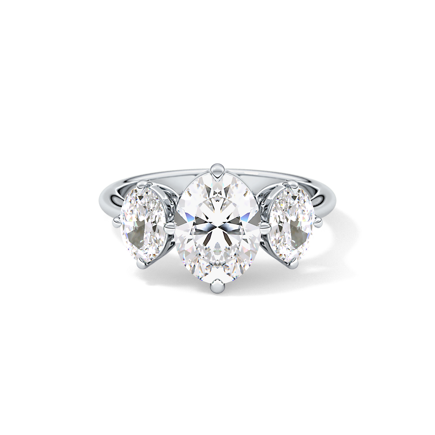 Oval Three Stone Lab Grown Diamond Engagement Ring