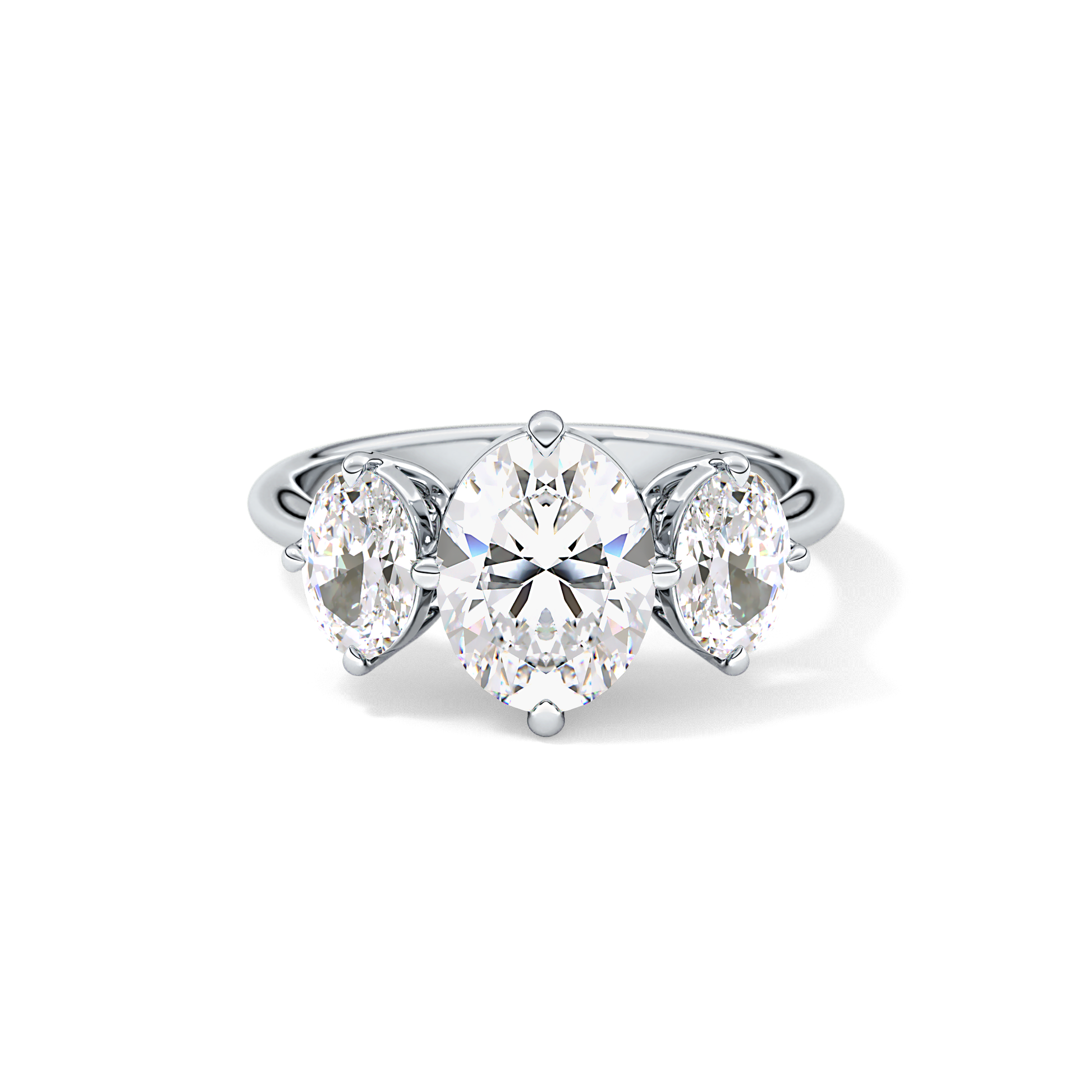 Oval Three Stone Lab Grown Diamond Engagement Ring