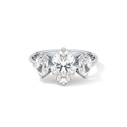 Oval Three Stone Lab Grown Diamond Engagement Ring