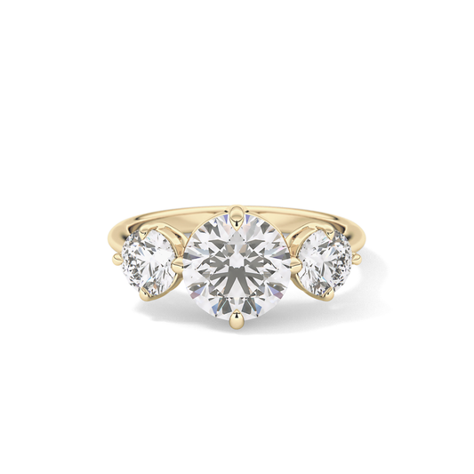 Round Three Stone Lab Grown Diamond Engagement Ring