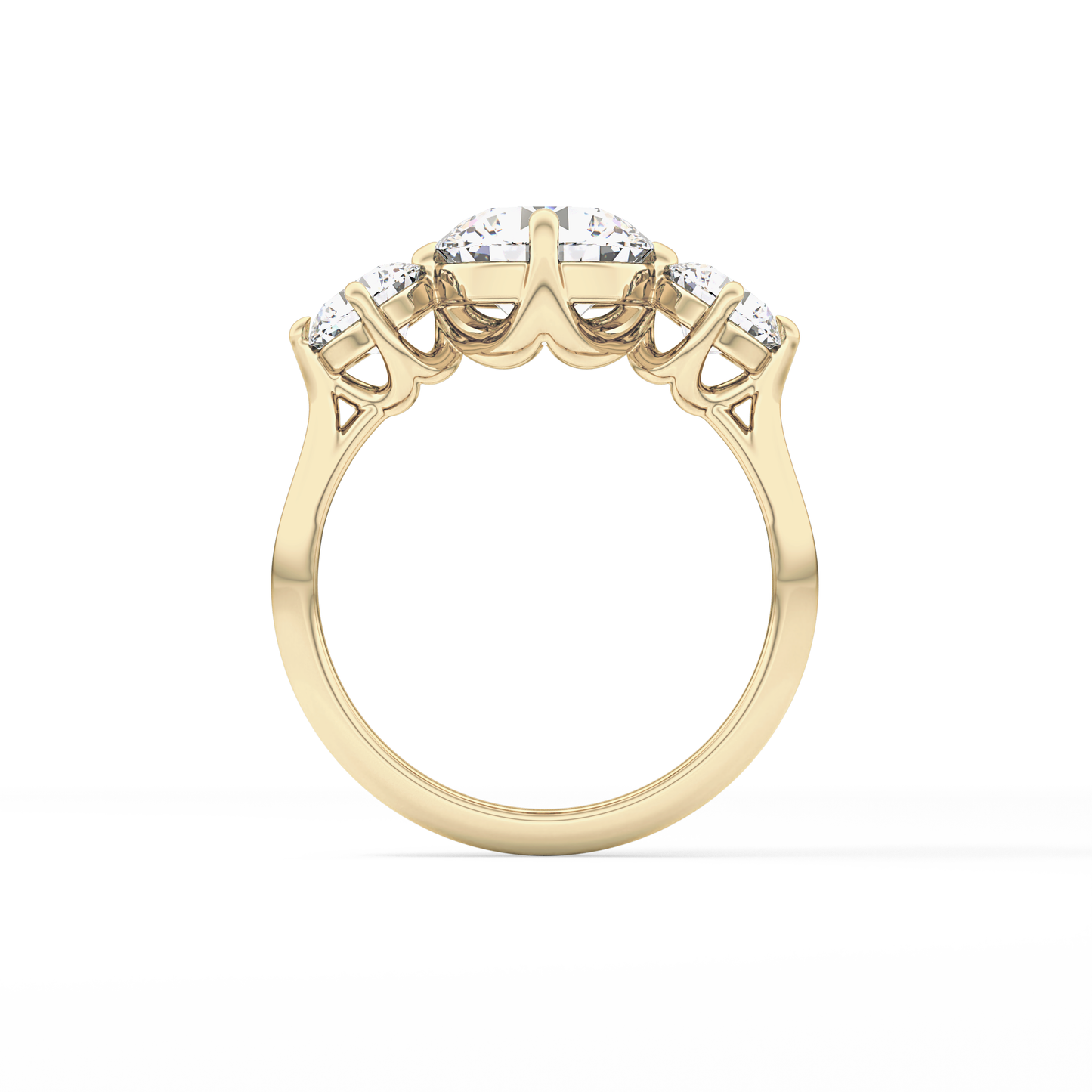 Round Three Stone Lab Grown Diamond Engagement Ring