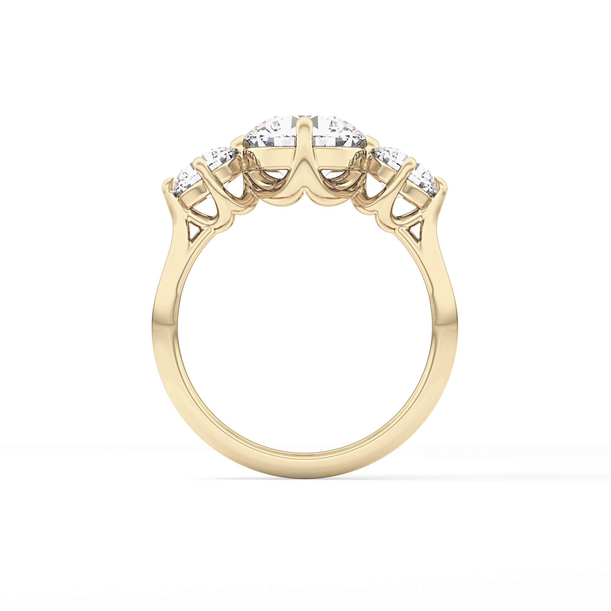Round Three Stone Lab Grown Diamond Engagement Ring